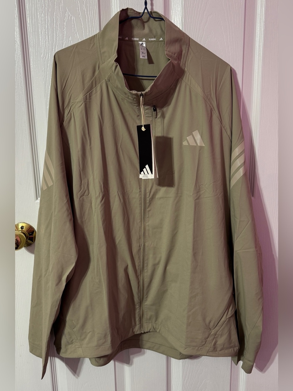 adidas Men's Tan Full-Zip Windbreaker Jacket